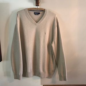Nautica XXL Beige oatmeal Pima cotton blend V-neck sweater pull over